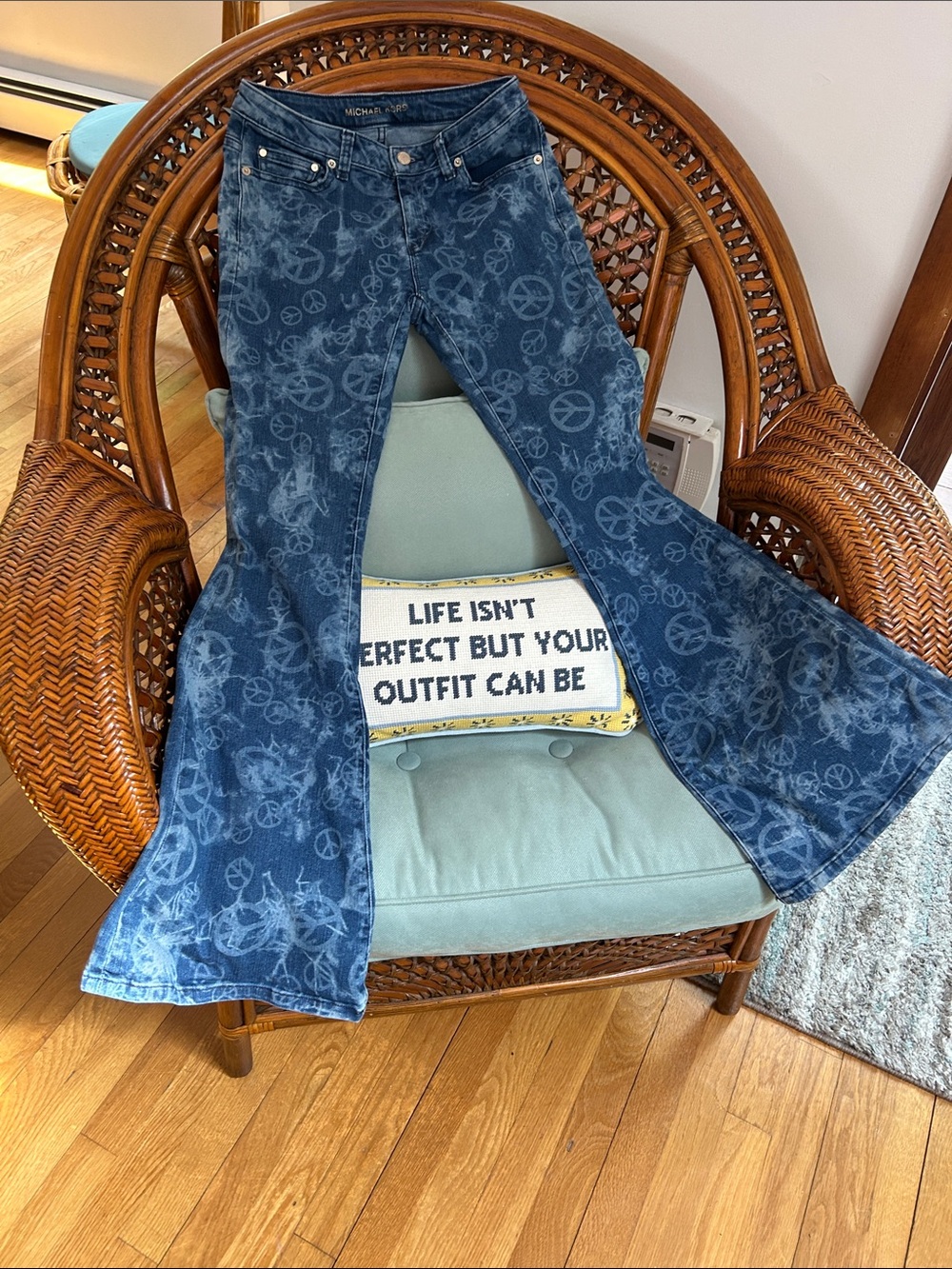 MICHAEL Michael Kors Indigo Peace-Sign Flare Jeans